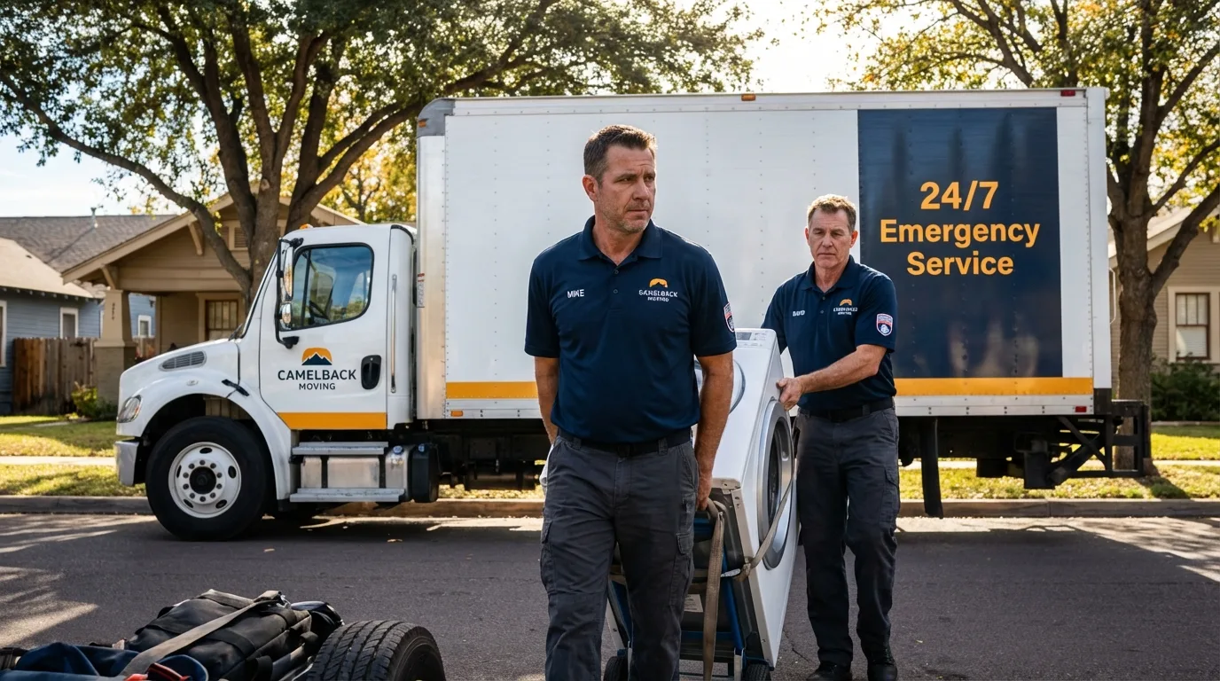 CamelBack Moving crew loading furniture in San Benito, TX